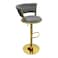 Modern Velvet Bar Stool,Gold Metal Frame,Adjustable Height,Elegant Kitchen Counter Chair(Gray)