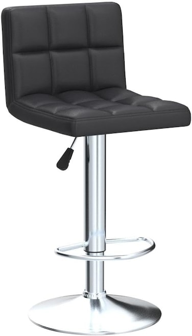 PU Leather Bar Stool,Adjustable Height,Swivel,Chrome Base,Perfect for Kitchen Bar Restaurant Counter(Black 1 Pc)