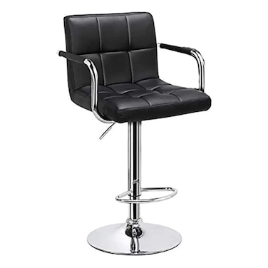 PU Leather Bar Stool,Adjustable Height,Swivel,Chrome Base,Perfect for Kitchen Bar Restaurant Counter(Black 1 Pc)