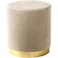 Velvet Cylinder Stool,Soft Upholstered Pouf,Gold Base,Living Room, Bedroom &amp; Entryway(Beige)