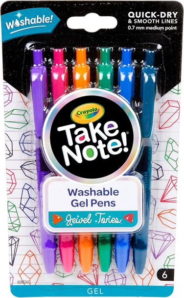 Crayola Washable Gel Pens In Jewel Tones, Office &amp; School Supplies, 1.0 mm Medium Pt., 6 Count