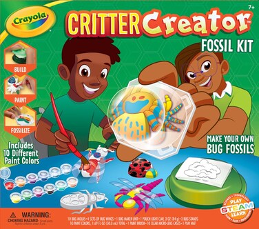 Crayola Metallic Clay Art Kit With Paints, Fossilmolds, Gift For Kids, Ages 7, 8, 9, 10