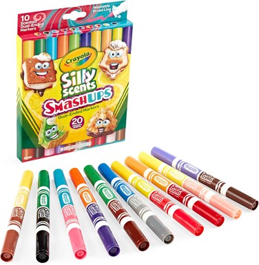Crayola 10 Ct Silly Scents Smash Ups, Broad Line Dual-Ended Washable Markers