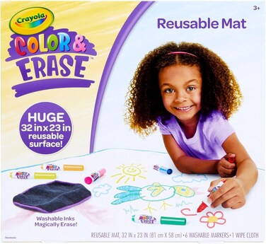 Crayola Color and Erase Mat, Travel Coloring Kit, Gift For Kids, Ages 3, 4, 5, 6