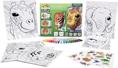 Crayola-Pops Super Set-Jungle Creative Building Kit For Kids-Includes 3 Extra-Large Pops Cards (30X37 cm) And 3 Large Pops Cards (25X21.6 cm)-7 Skinnymarkers Ages 6+