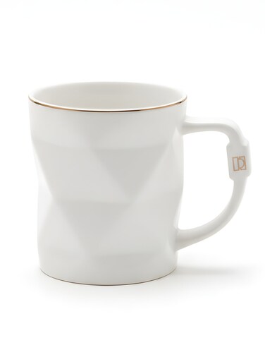 Coffee Mug, Ceramic Geometric Coffee Mug, Modern Minimalist Design, Luxury Gold Rim Accent, Unique Diamond Texture, Premium Stoneware Cup, Versatile Tea,Coffee and Espresso Cup, Hot or Cold Beverages, Perfect for Home, Office, or Gifting (12oz)