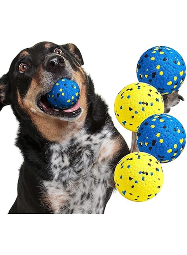 Kimee Dog Balls Tennis Ball Toys Dog Chew Toys for Aggressive Chewers Durable Teething Toys Water Toy Fetch Balls for Large Medium Small Dog and Puppies (4 Balls)