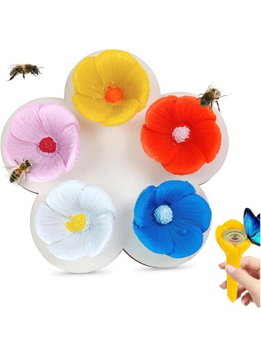 Bees Insect Drinking Cup for Garden, Thirsty Pollinators Need a Drink, Reusable Bee Insect Drinking Cup, Convenient Bee Water Cups for Garden (Colourful)