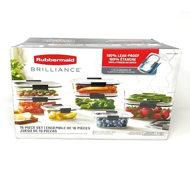 Rubbermaid Brilliance Food Storage Containers With Lids - 16 Piece Set