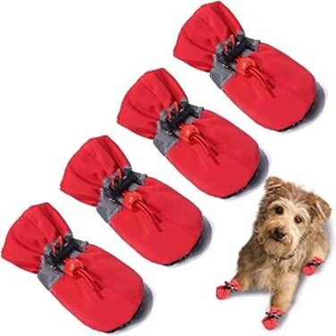 KASTWAVE Dog Boots, Dog Shoes Paw Protector, Waterproof Shoes for Dogs, Socks with Shoelace Pet Paw Protector for Indoor and Outdoor, Medium and Large Dogs 4PCS