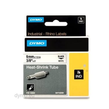 DYMO 18053 Heat-Shrink Labels UAE &ndash; 9MM, 3:1 Shrink Ratio, 1.52m Roll, White Polyolefin for Wire &amp; Cable Identification