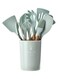 11-Piece Silicone Cooking Utensils Set with Holder Green/Brown One Size