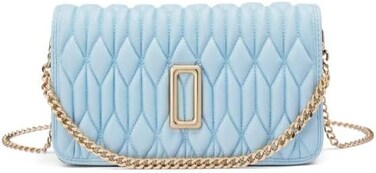 UHURA Genuine Leather Handbags for Women Crossbody Bags Trendy Small Purses and Top Handle Handbags, Textured Structured Handheld Bag - Sky Blue
