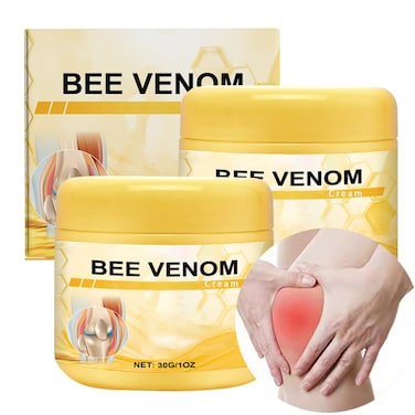 Bee Venom Cream, Soothing Joint &amp; Muscle Cream, Bee Venom Joint Relief Cream Provides for Back, Hands, Feet 2 pcs (A, A)