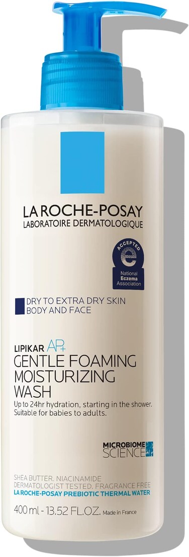 La Roche-Posay Lipikar AP+ Gentle Foaming Moisturizing Wash   Shea Butter + Niacinamide + Glycerin   Moisturizing Body Wash &amp; Face Wash For Dry Skin   National Eczema Association Accepted   Soap Free
