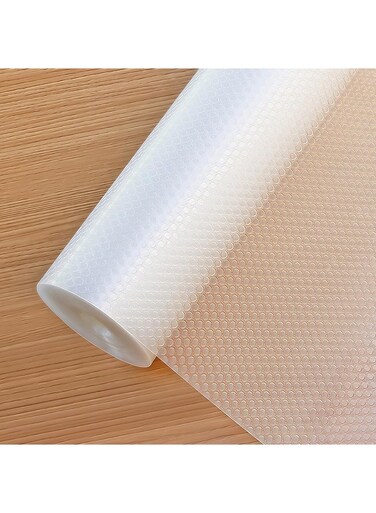 Shelf Liners for Kitchen Cabinets - 2 Rolls 60cmx2m Waterproof Drawer Liner - Translucent Non-Adhesive Easy to Cut Cupboard Liner for Refrigerator