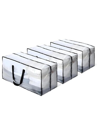 3Pcs Moving Bags, Storage Bags with Zipper &amp; Handles, Foldable Clothes Storage Bags, Space-Saving, Waterproof and Dustproof&iuml;&frac14;&OElig;Sturdy and Durable&iuml;&frac14;&OElig;for Moving, Camping, Travel&iuml;&frac14;&OElig;74x34x36cm