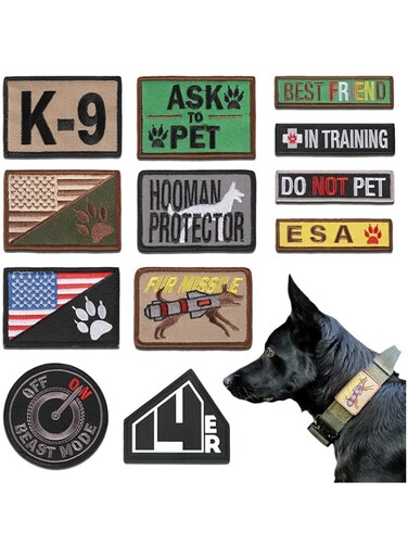 14er Tactical K9 Dog Patches for Harness   ESA Dog Patch, Ask to Pet, Service Dog Patch, Working Dog Patch   Service Dog Vest Patches Dog Harness Patches and Service Dog in Training Patches (12-Pack)