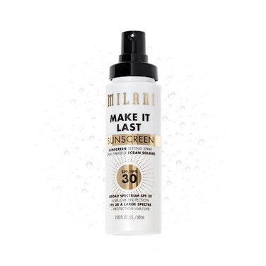 بخاخ تثبيت المكياج الواقي من الشمس ميلاني ميك إت لاست SPF30 - رذاذ للوجه مع عامل حماية من الشمس، مكياج يدوم طويلاً