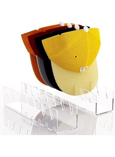 Aohellfe Baseball Cap Rack for Baseball Caps Display and Organizer, 2-Piece, No Installation RequiredAcrylic Cap Rack for 14 Baseball Caps for Bedroom, Closet, Dresser.