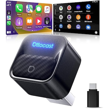 Ottocast Mini Core 2-in-1 Wireless CarPlay &amp; Android Auto Adapter, WiFi 6 &amp; Bluetooth 5.4, Auto-Connect Plug &amp; Play Dongle, One-Button Switching for OEM Wired Cars 2016+