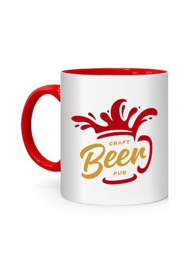 Styles Craft Beer Pub Printed Mug White/Red