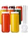 FUFU 8 Pack 16 oz Glass Juicing Bottles with 2 Straws &amp; 2 Lids w Hole- Travel Drinking Jars, Reusable Tall Mason Jar for Juice, Bubble Tea, Smoothie, Tea, Kombucha,yogurt