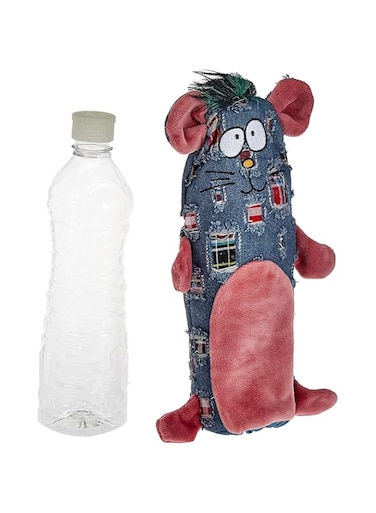 Les Filous Plush Mouse with Bottle Inside and Squeaker 24cm