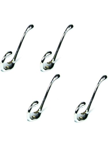 Robustline Multipurpose Wall Mounted Hat and Coat Hooks for Clothes, Coats, Hats, Belts, Towels (C-746) (4, Chrome Plated)