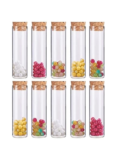 ELECDON Straight Mouth Glass Bottle, 10 Sets 50 ML Glass Transparent Decoration Bottles with Cork Stoppers Tiny Vials for Wish Bottles Wedding Favors Art Crafts DIY (3.93 Inch x 1.16 Inch)