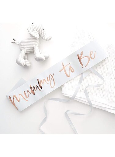 Ginger Ray Twinkle Twinkle White and Rose Gold Foiled Mummy To Be Baby Shower Sash Twinkle , Gold , One Size , TW-824