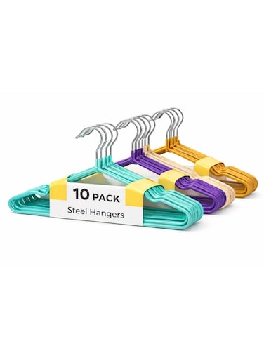 Stainless Steel Clothes Hangers &acirc;&euro;&ldquo; Non-Slip Heavy Duty Metal Slim Hangers, Rust Resistant Space-Saving Closet Organizer for Shirts, Pants, Dresses &amp; Coats, Multicolour