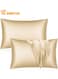2 Pieces Silk Pillow Cover Pair, good for Hair and Skin, Soft Breathable, Smooth Both Sided, Standard Size, Champagne Gold