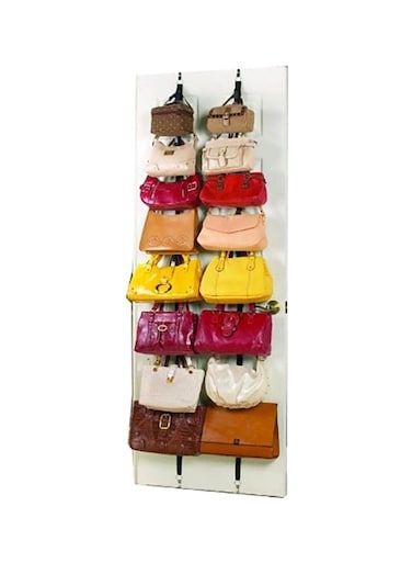 Adjustable Bag Rack With Hooks Black
