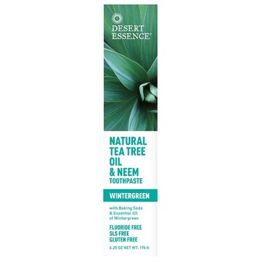 Desert Essence Natural Tea Tree Oil &amp; Neem Wintergreen Toothpaste 6.25 oz, 176 g