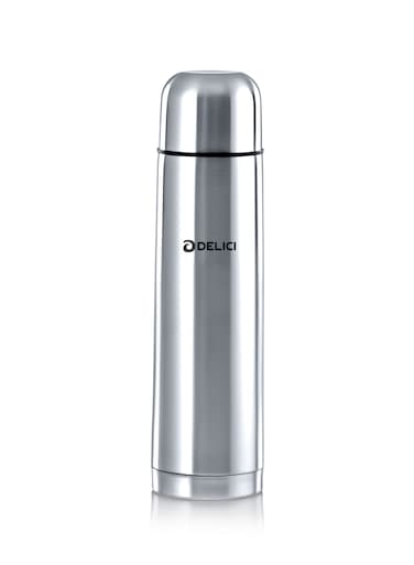 Thermosteel Vacuum Flask 750ml   Double Wall Vacuum Insulated Bottle with Inner Copper Coating   18/8 Stainless Steel, Inner Copper Wall, Leak Proof &amp; Food Grade   Keeps Hot &amp; Cold for Long Hours   Thermos Flask with Carry Bag   2 Year Warranty - DSFK 750, Silver