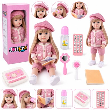 Arabic Talking Interactive Baby Doll- 55cm Lifelike Soft Silicone Realistic Doll with Remote control Girls Gift, Pink, Ages 3+