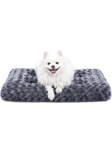 KSIIA Washable Dog Bed Deluxe Plush Dog Crate Beds Comfy Kennel Pad Anti-Slip Pet Sleeping Mat for Large, Jumbo, Medium, Small Dogs Breeds, 29" x 21", Dark Grey