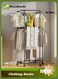 2-Tier Clothes Rack with Wheels, Portable Clothing Rack for Hanging Clothes, Bold Hexagon Multi-Functional Garment Rack for Bedroom and Living Room