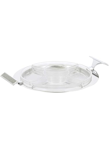 Regent Stainless Steel Glitter 5 Compartment Round Dish - Silver