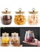 3PCS 750ml Glass Food Storage Jars with Bamboo Lids - Striped Pattern Glass Airtight Canisters for Coffee Beans &amp; Tea, Kitchen Storage Jars for Candy, Nuts &amp; Snacks (Round)