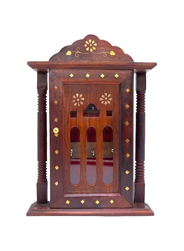 SOGRA Handicraft Premium Pakka Wood Key Holder-Square Design Keychain Holder Crafted by Saharanpur Artisans- Wooden Brown Color for Big Size Keys