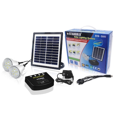 STARGOLD Solar Lighting System 4W Solar Panel With 10 In 1 Charging Cable Control Box With Built In Battery