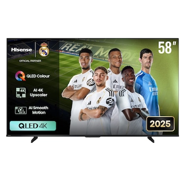 Hisense 58 Inch Q6QS 4K QLED Smart TV (2025 Model) 58" VIDAA Television with AI 4K Upscaler   QLED Color   Dolby Vision   AI Smooth Motion   Dolby Atmos   Game Mode Plus 60Hz ALLM   Voice Control   58Q6QS