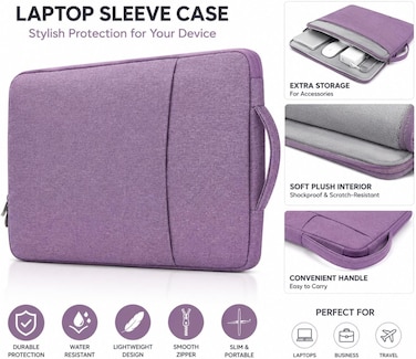 Laptop Sleeve Case 13-Inch &ndash; Waterproof Shockproof Notebook Carrying Bag with Handle &amp; Front Pocket   Lightweight Protective Laptop Sleeve for MacBook, HP, Dell, Lenovo &amp; ASUS" Purple