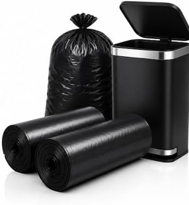 20 Count 55 Gallon Heavy Duty Black Garbage Bags, Extra Strong Large Waste Bags, Bio-Degradable Trash Liners for Home, Office &amp; Outdoor Use
