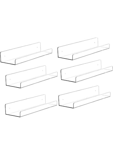 BPA&reg; Acrylic Invisible Floating Bookshelf, transparent, Pack of 6, 15x4.3x3 Inch