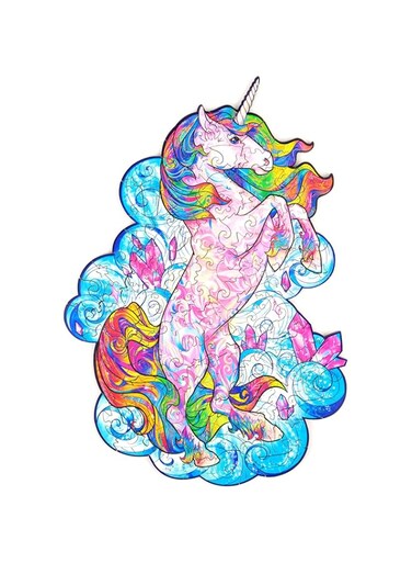 UNIDRAGON Wooden Puzzle Jigsaw, Inspiring Unicorn, Small, 103 Pieces, 7 by 9.5 Inches
