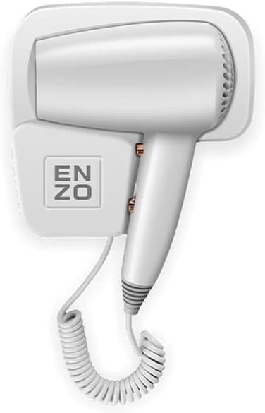 مجفف شعر انزو EN 6005 - هواء ساخن وبارد، 1600 واط - مثالي للفنادق والصالونات والحمامات السكنية - النسخة الدولية