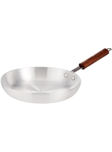 Raj Aluminium Fry Pan Frying Pan with Wooden Handle, 25.5cm, RAFP13, Suitable for Dosa, Crepe, Pancake, Omellete, Chapati, Roti, Paratha